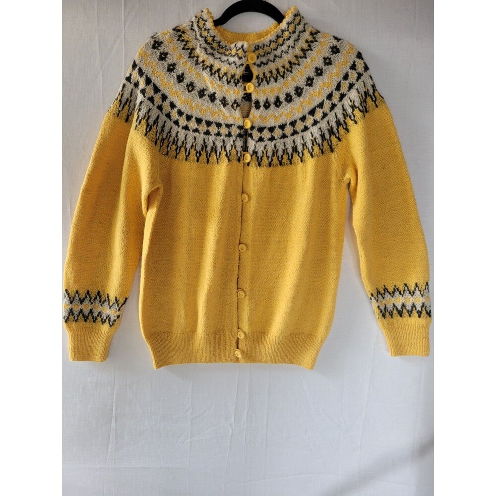 Artelana Vintage 100% Alpaca Hand knit Women's Cardigan Sweater Sz L